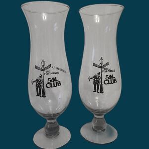 Funky 544 Club 10'' Hurricane Glasses‎ French Quarter New Orleans Bourbon St
